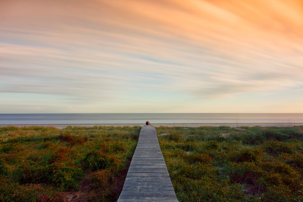 Ocean view with path to the ocean in Hilton Head, South Carolina.