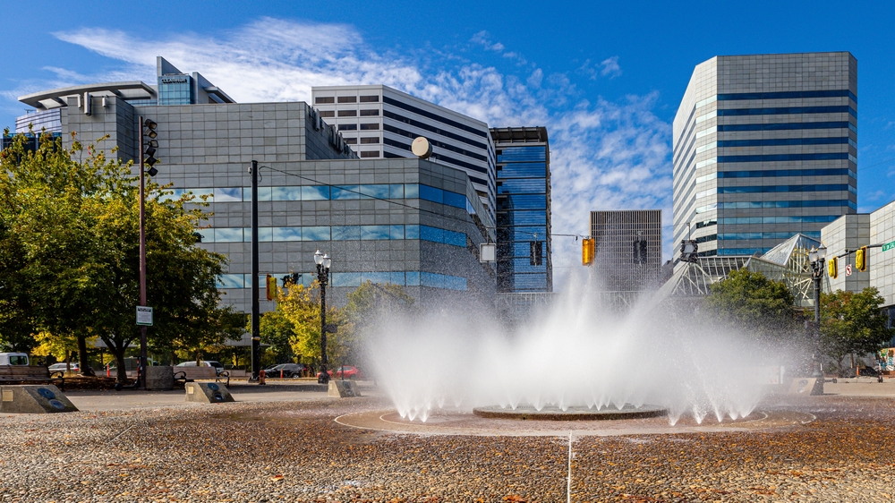 Salmon Street Springs, Waterfront Park, Naito Parkway at SW Salmon Street, Portland, Oregon.