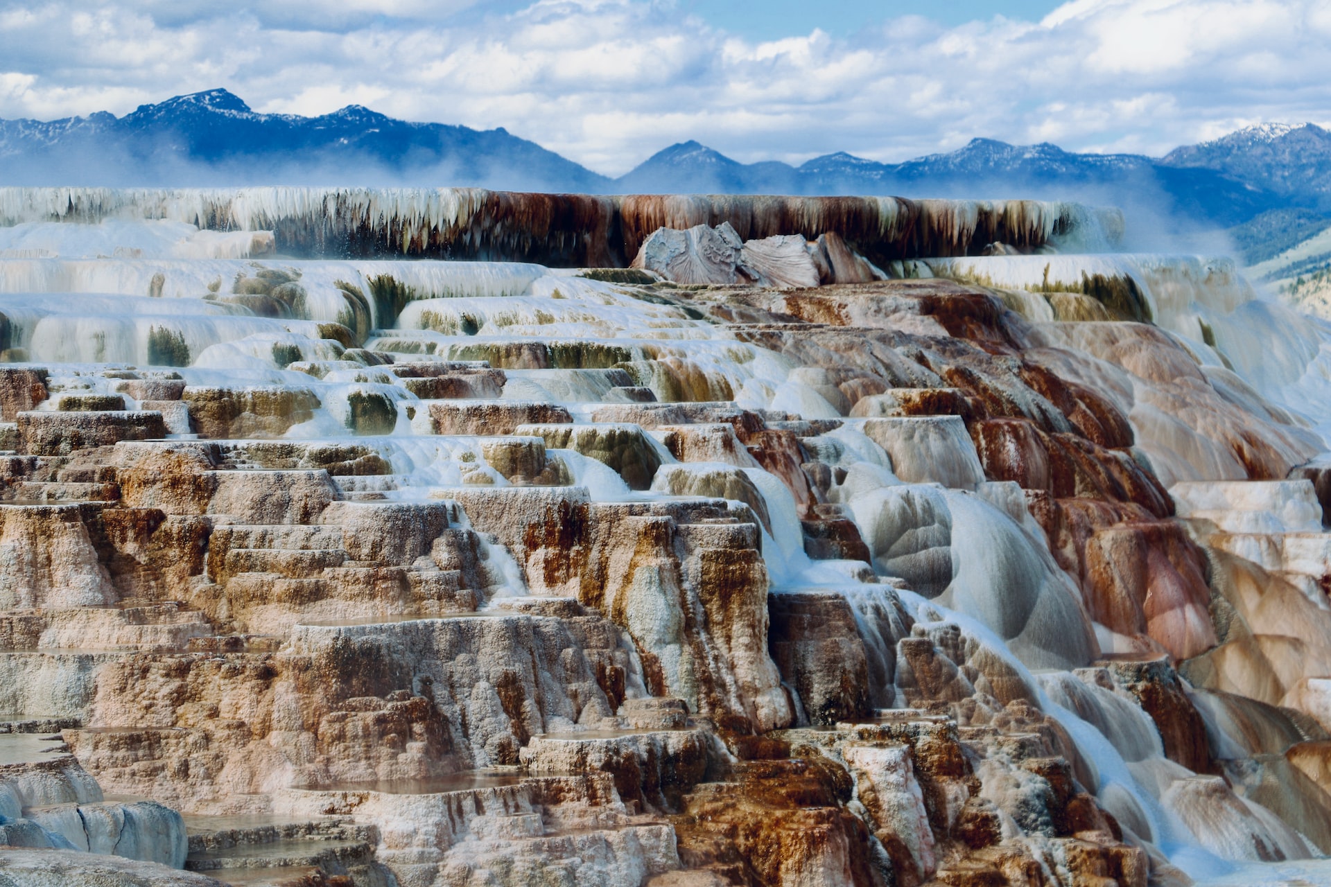 The Mammoth Hot Springs in Yellowstone National Park.