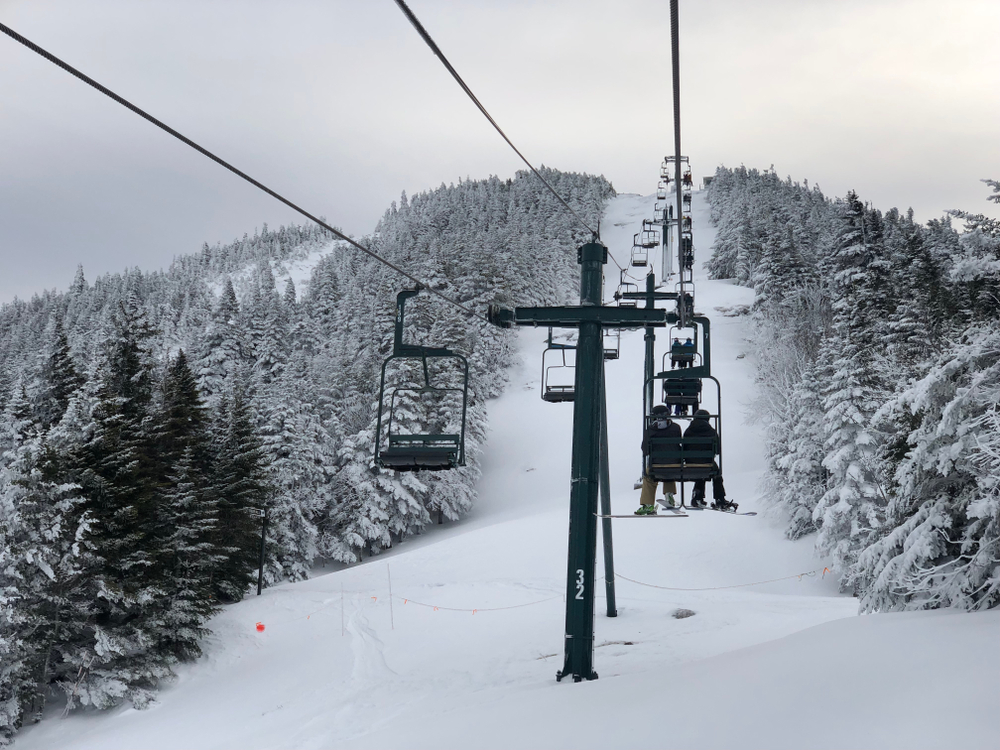 The lift running up the mountain at Smuggler's Notch.