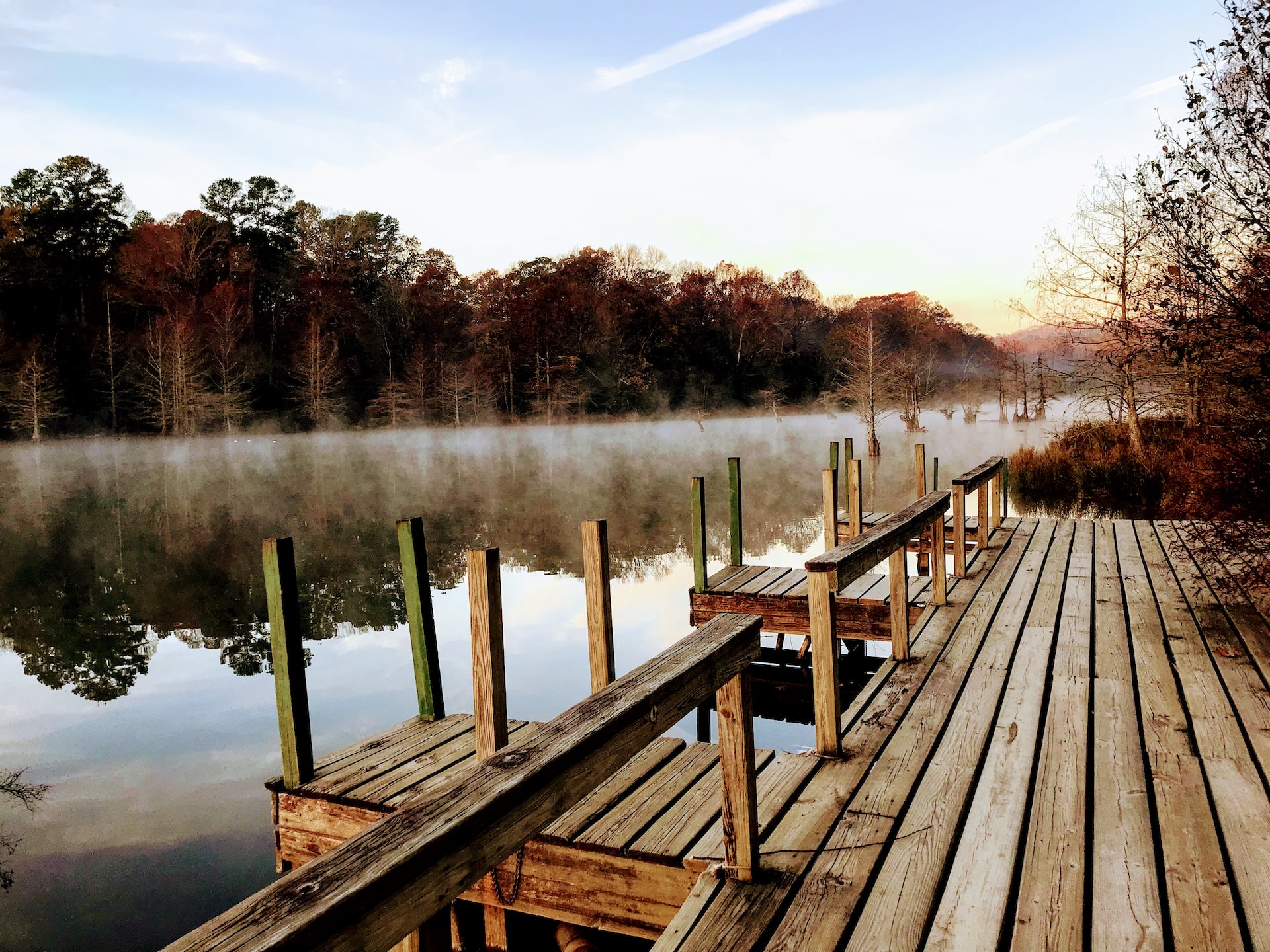 A dock along a river found in Beavers Bend State Park.