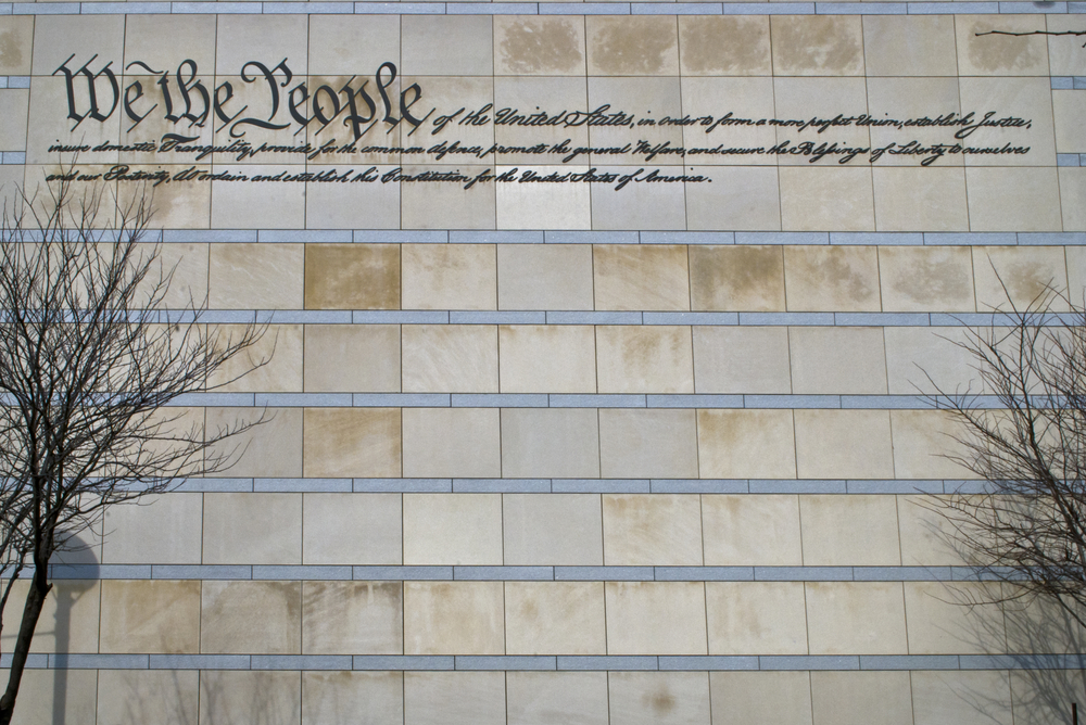 The facade found along the National Constitution Center is the preamble to the U.S. Constitution.
