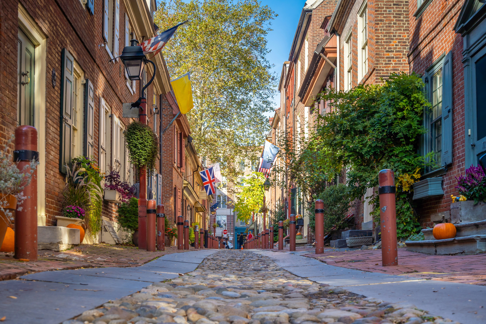 Elfreth's Alley, referred to as the nation's oldest residential street, dating to 1702.