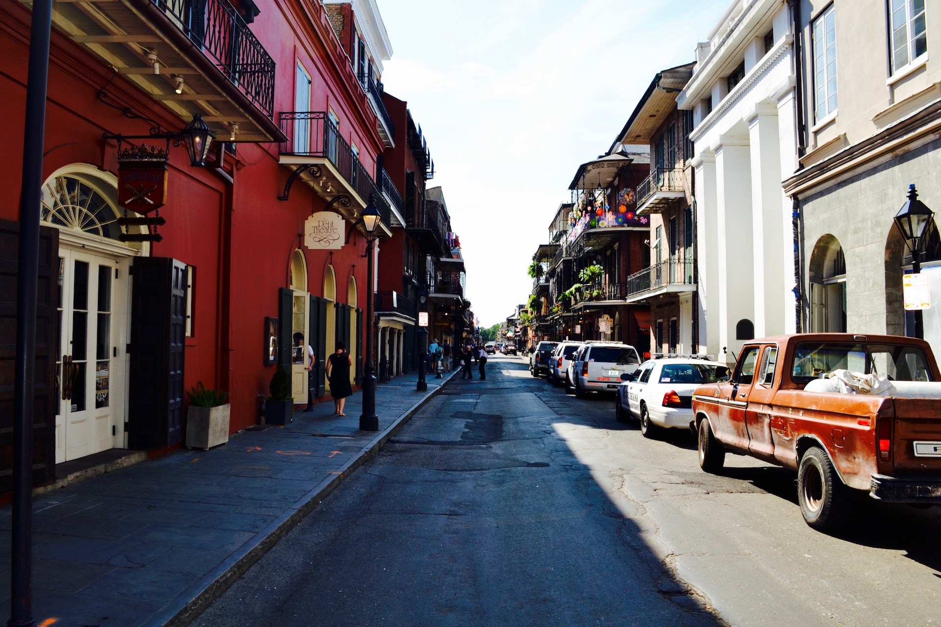 An empty street in the French Quarter.