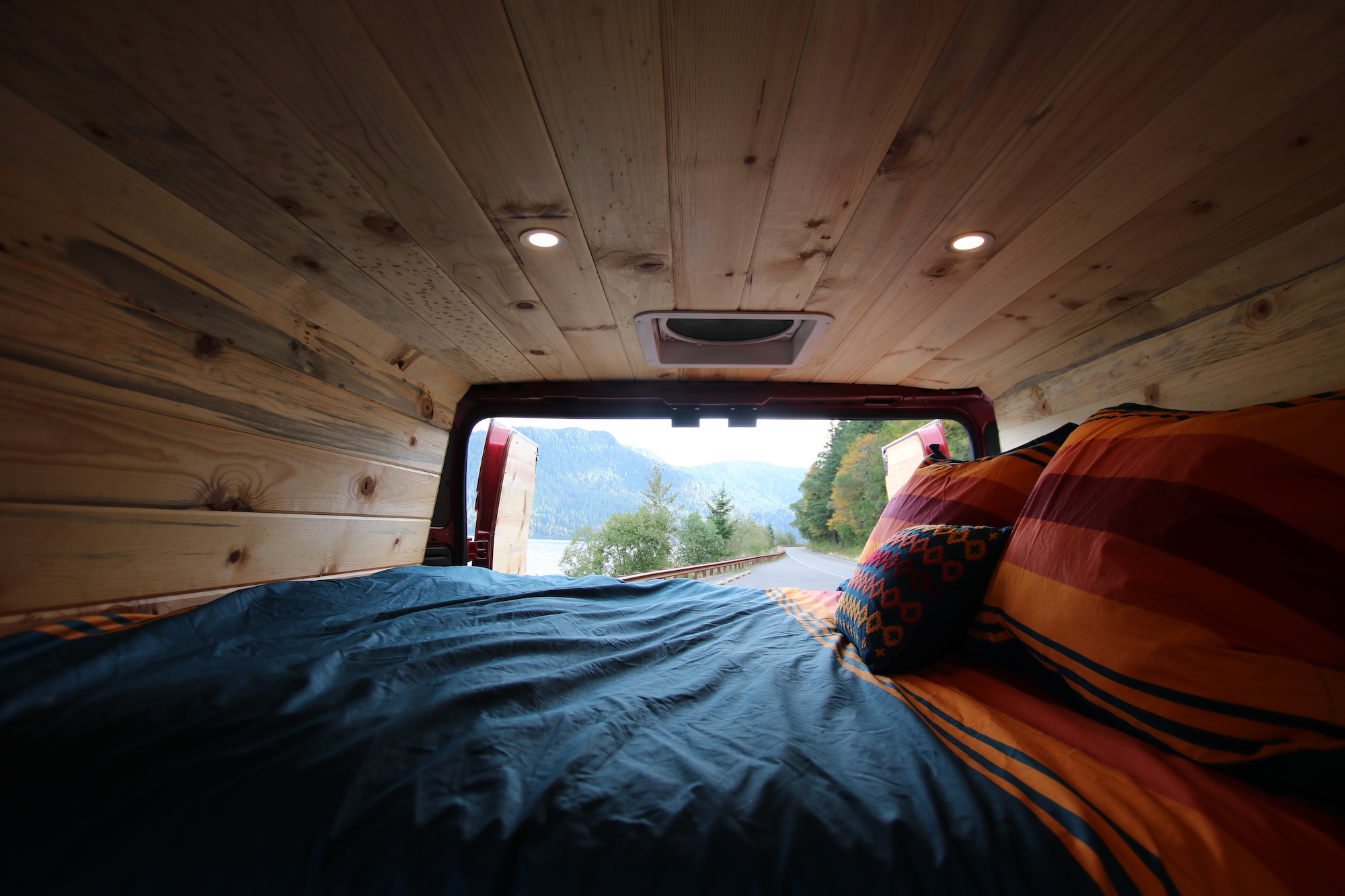 Interior bed of the Ram Promaster.