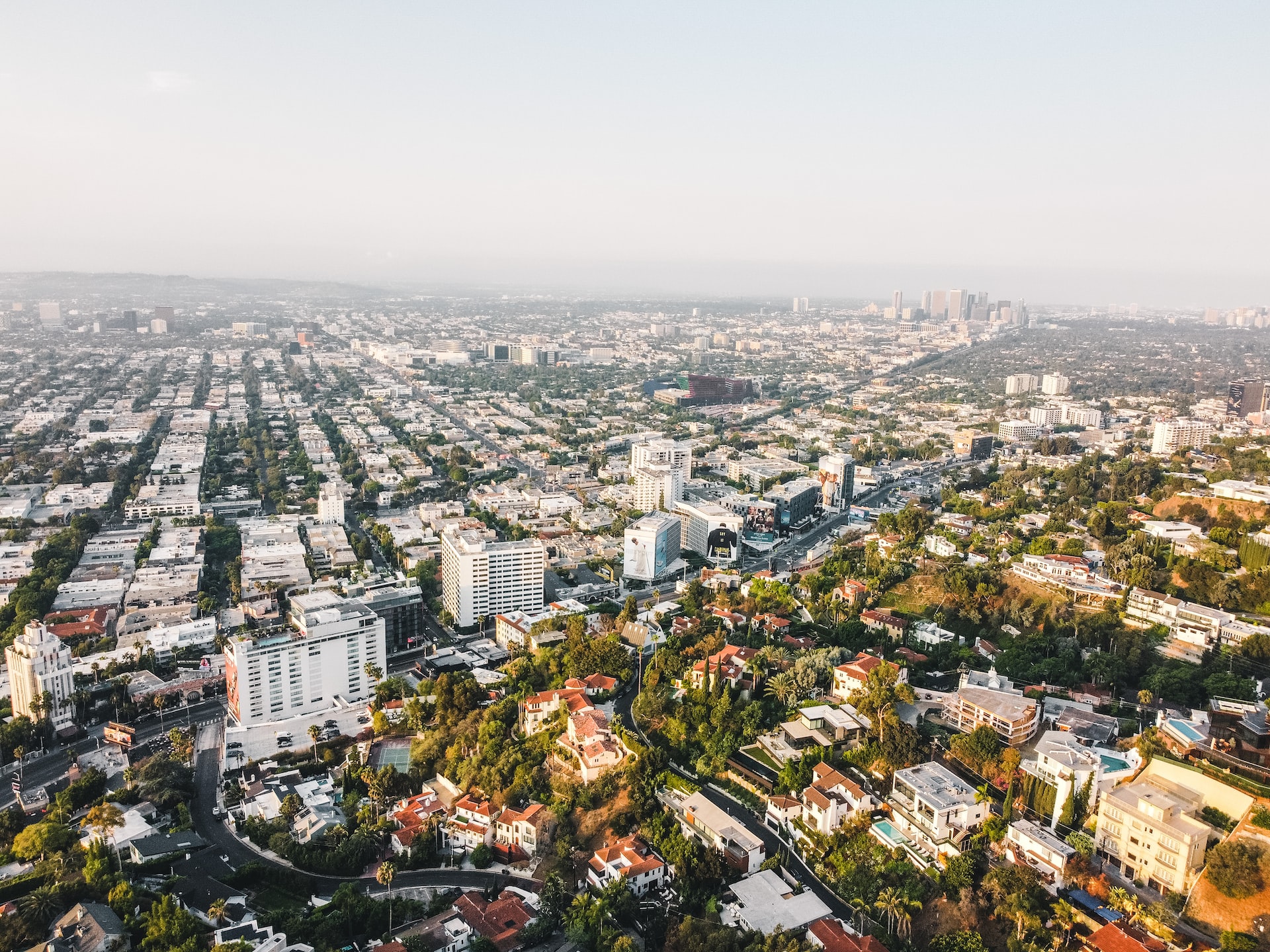 Hollywood Hills Drone sunrise shot.