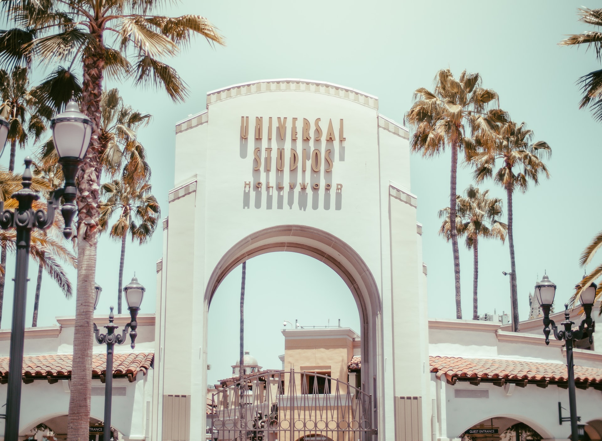 Entrance to Hollywood's Universal Studios in North Hollywood on a sunny California day.