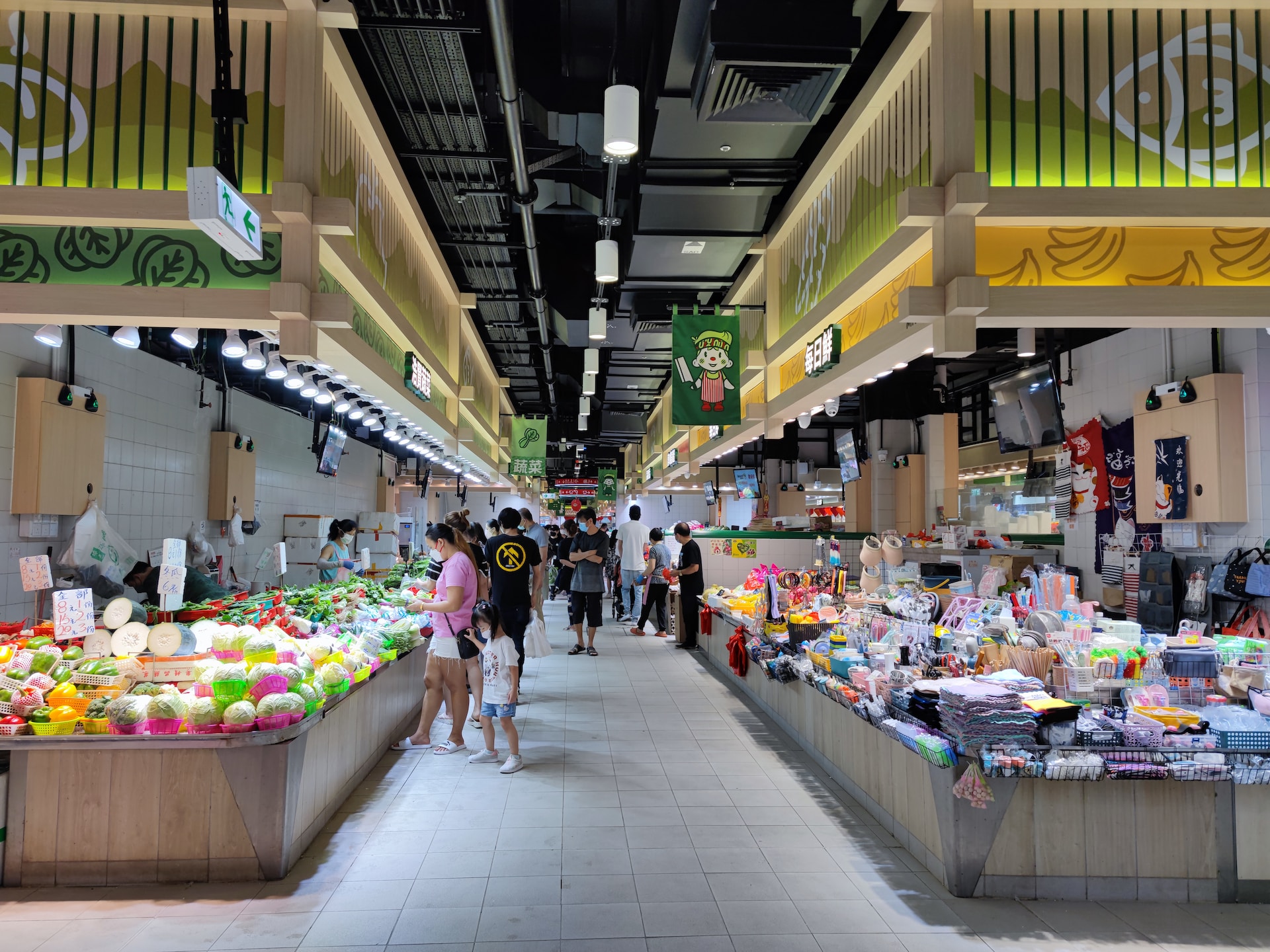 Shoppers inside a new wet market in a new public housing estate in West Kowloon. 