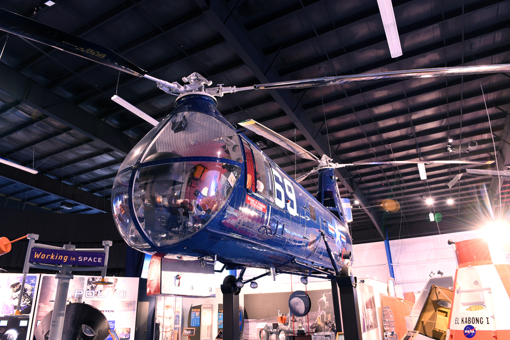 Helicopter at the Air Zoo makes Kalamazoo a nice choice for weekend getaways from Chicago.