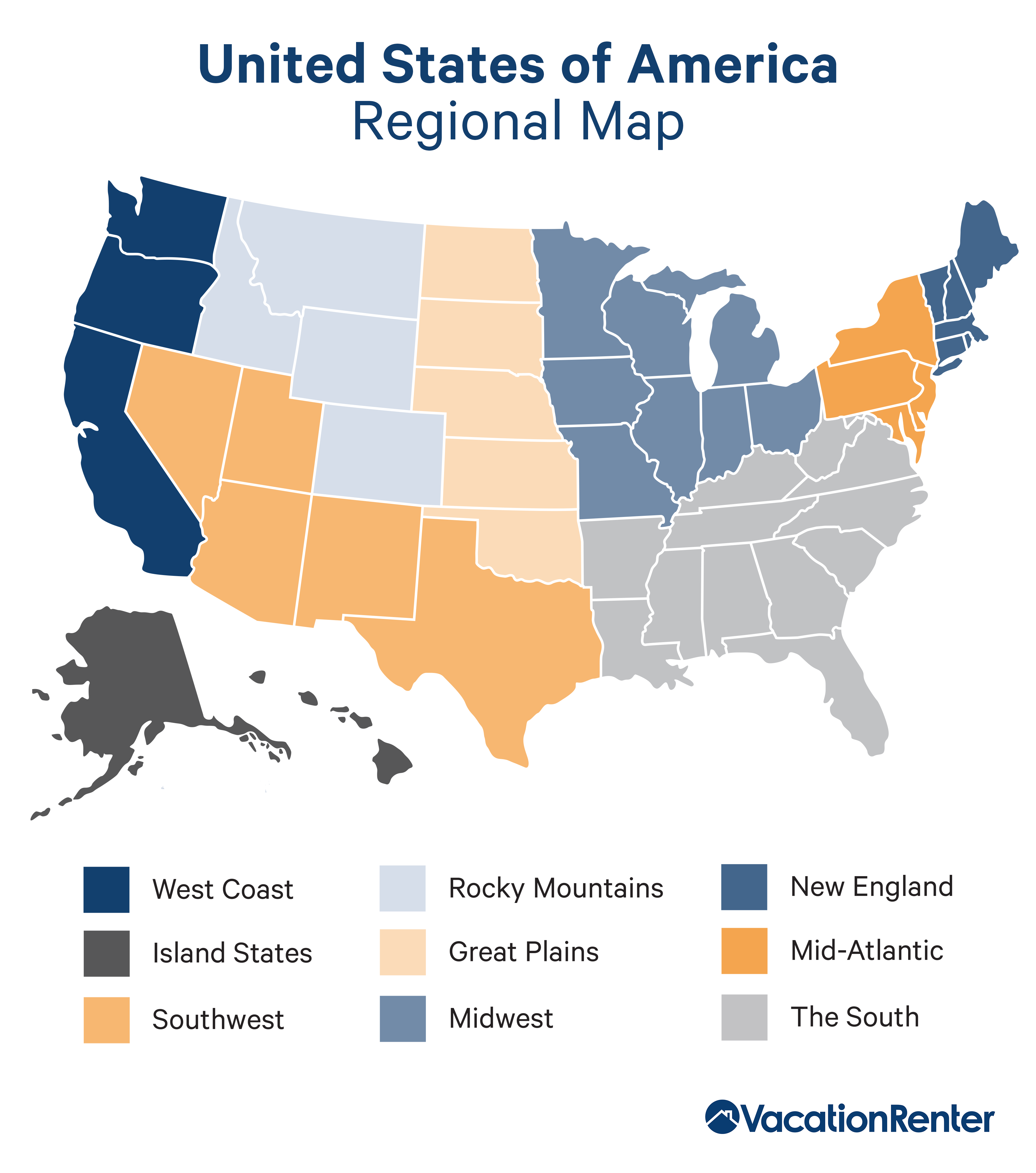 Regional map of the United States.