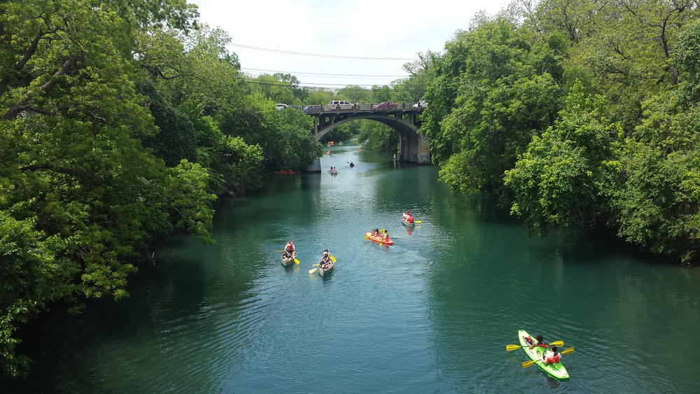 Kayaking on Lake Austin.