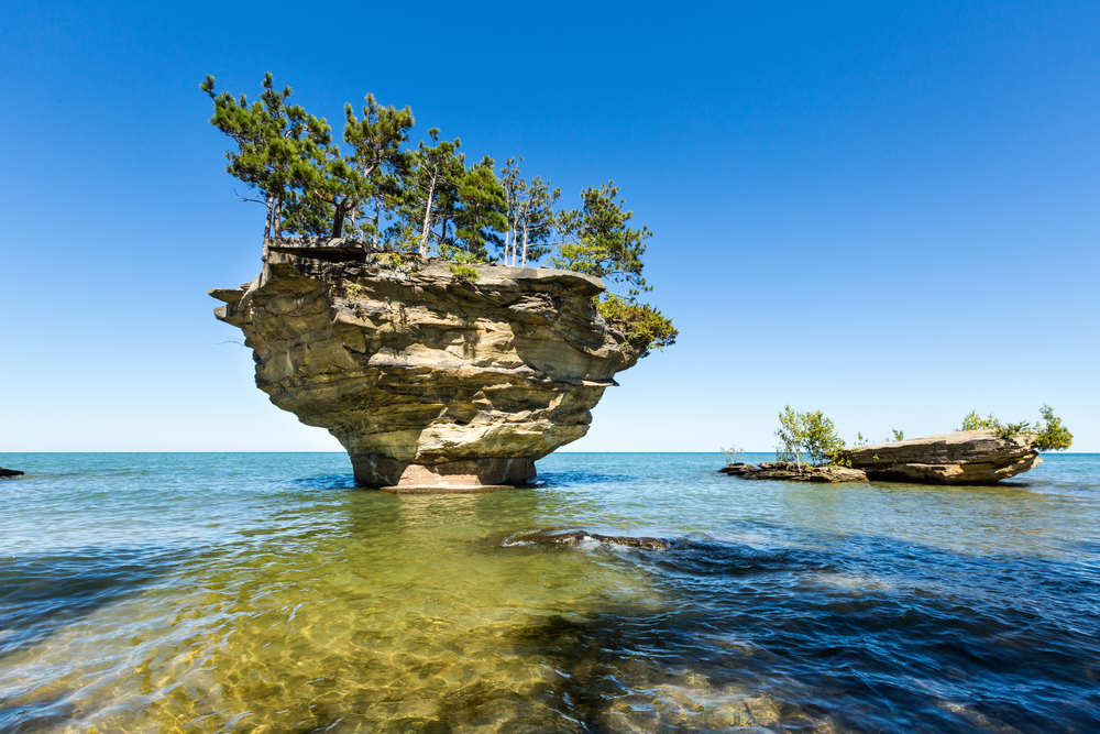 Turnip Rock on Lake Huron in Port Austin, Michigan.