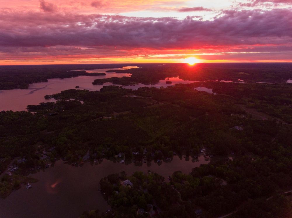 Sunset over Lake Gaston in North Carolina.