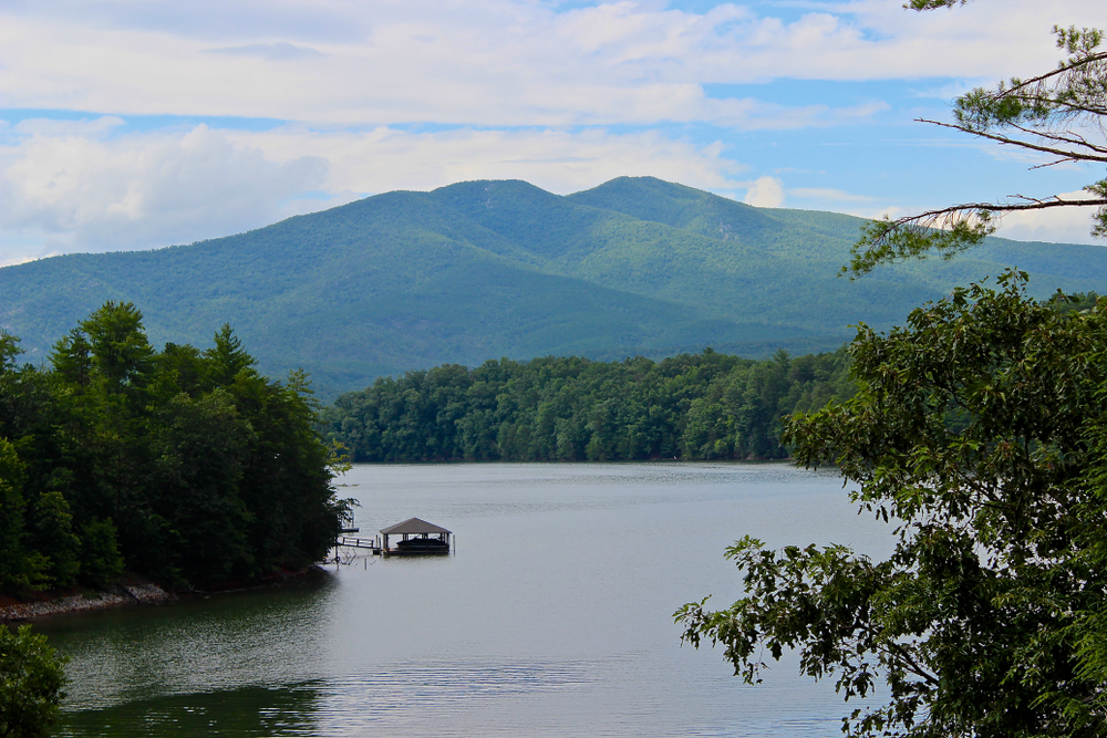 Mountain view of Lake James in North Carolina.