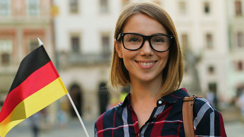 Woman with a German flag.