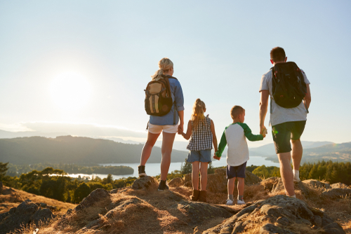 family-hiking-together