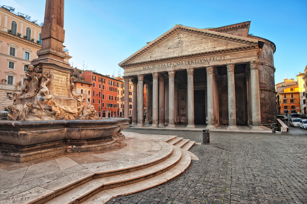 Street view of the Pantheon in Rome.