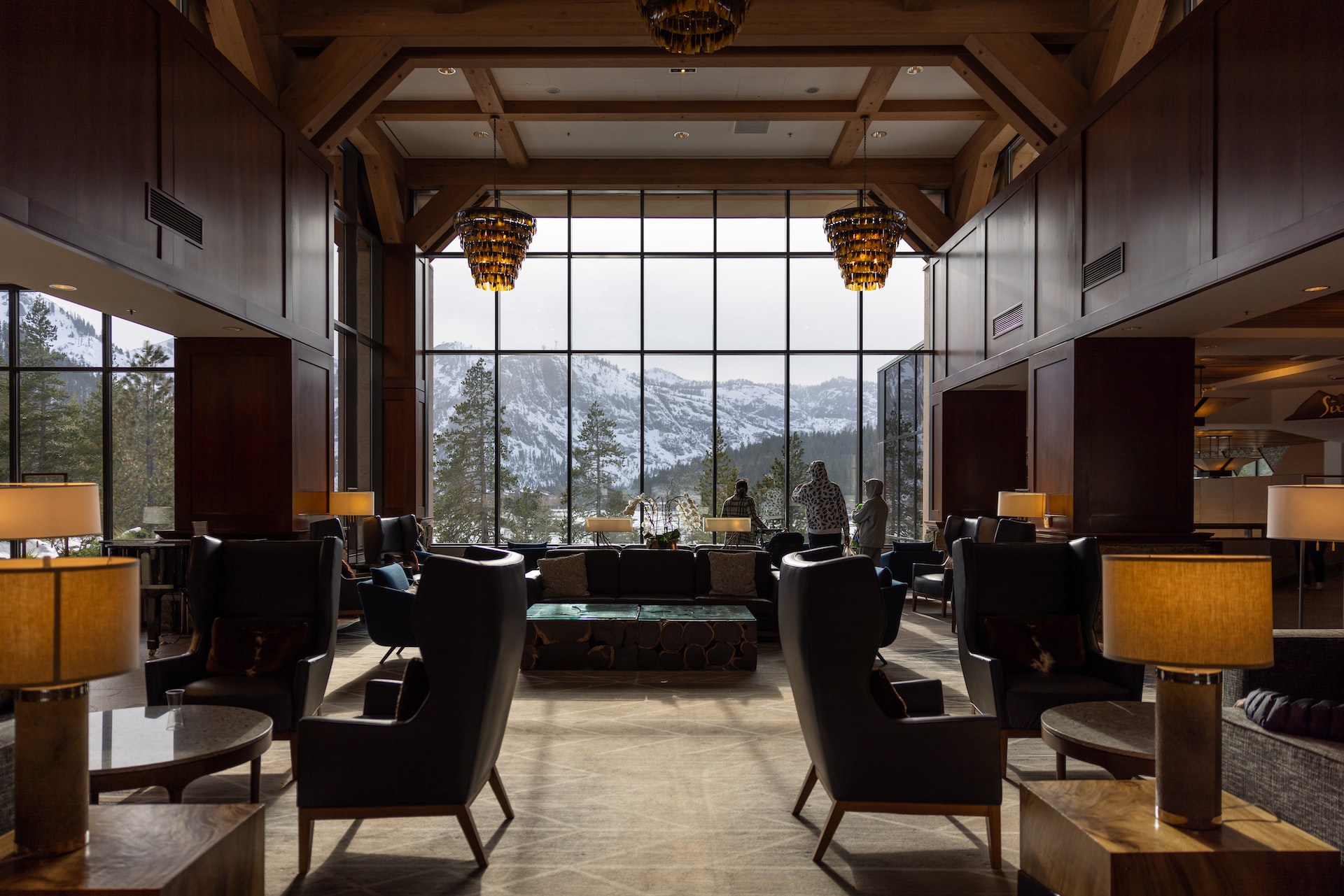 An indoors shot of Squaw Valley Lodge's modern interior.