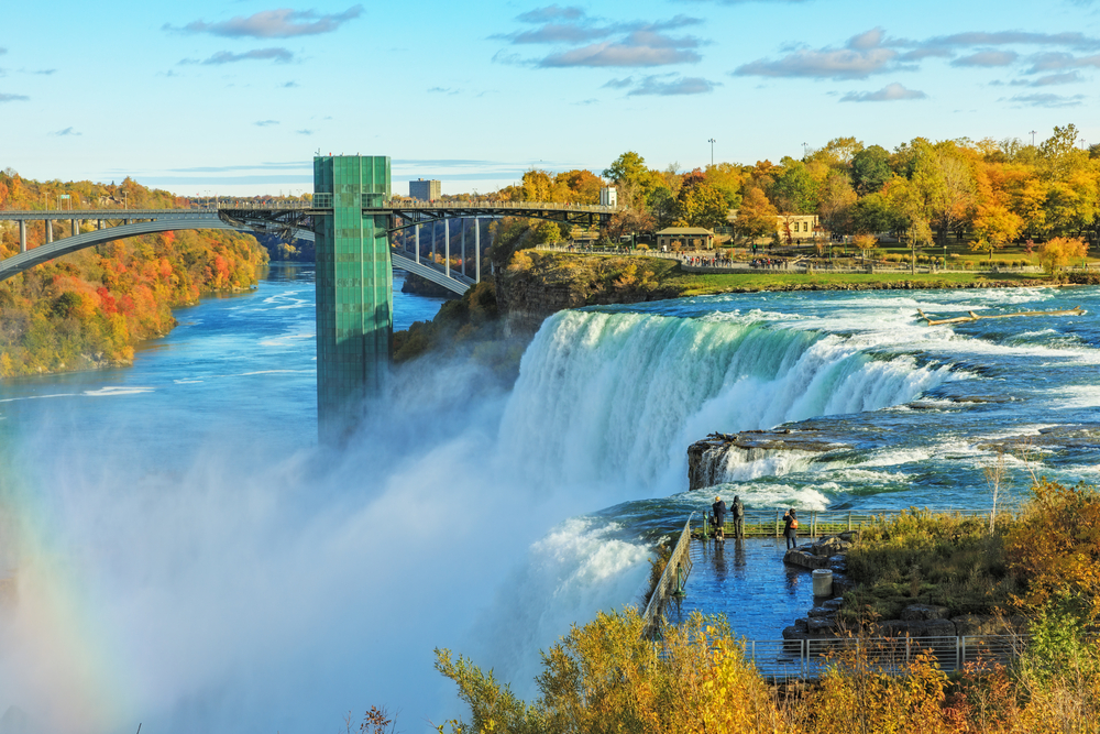 The picturesque Niagara Falls in autumn.