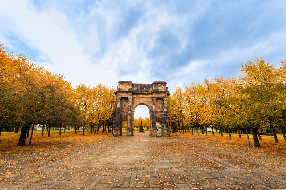 An arch in Glasgow during the autumn.