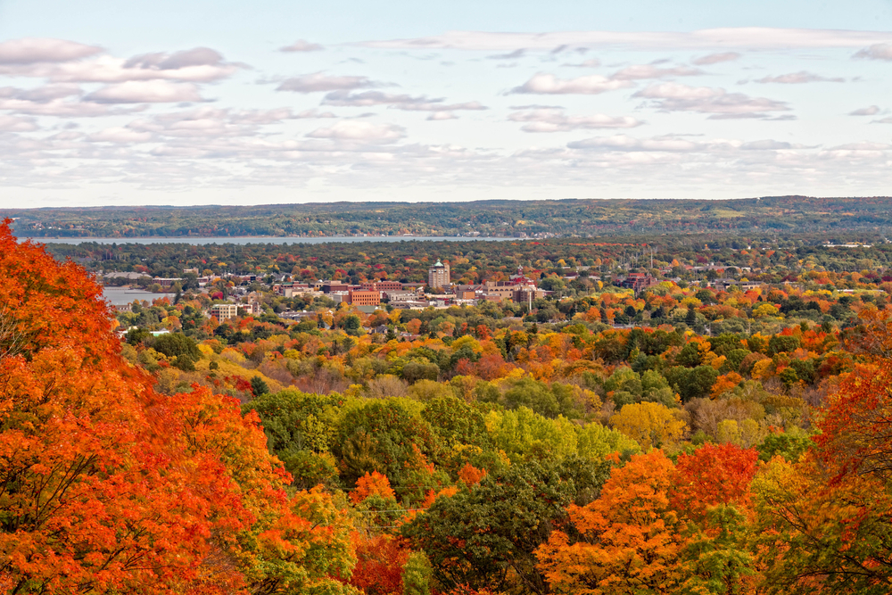 Downtown Traverse City in the fall.
