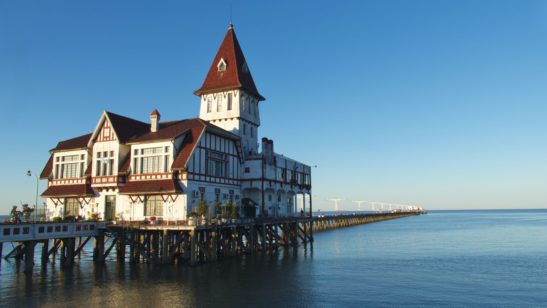 European influence is evident in this German-like building on a dock in Buenos Aires.