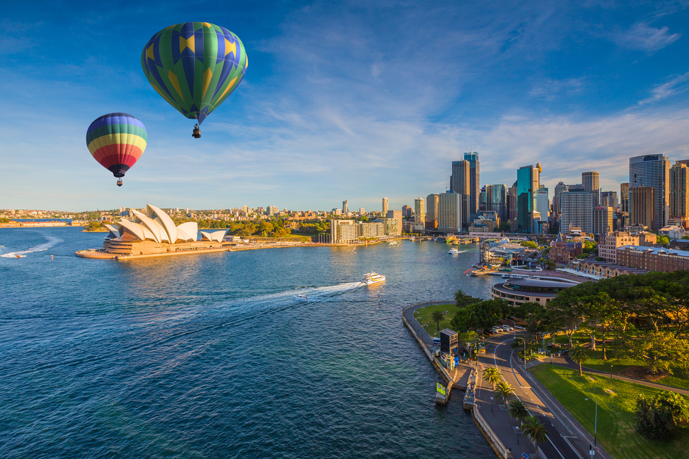 A hot air balloon ride over Sydney.