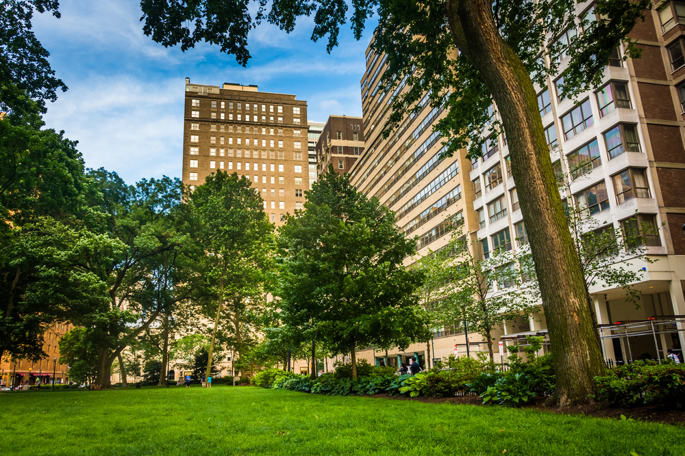 Buildings at Rittenhouse Square in Philadelphia, Pennsylvania.