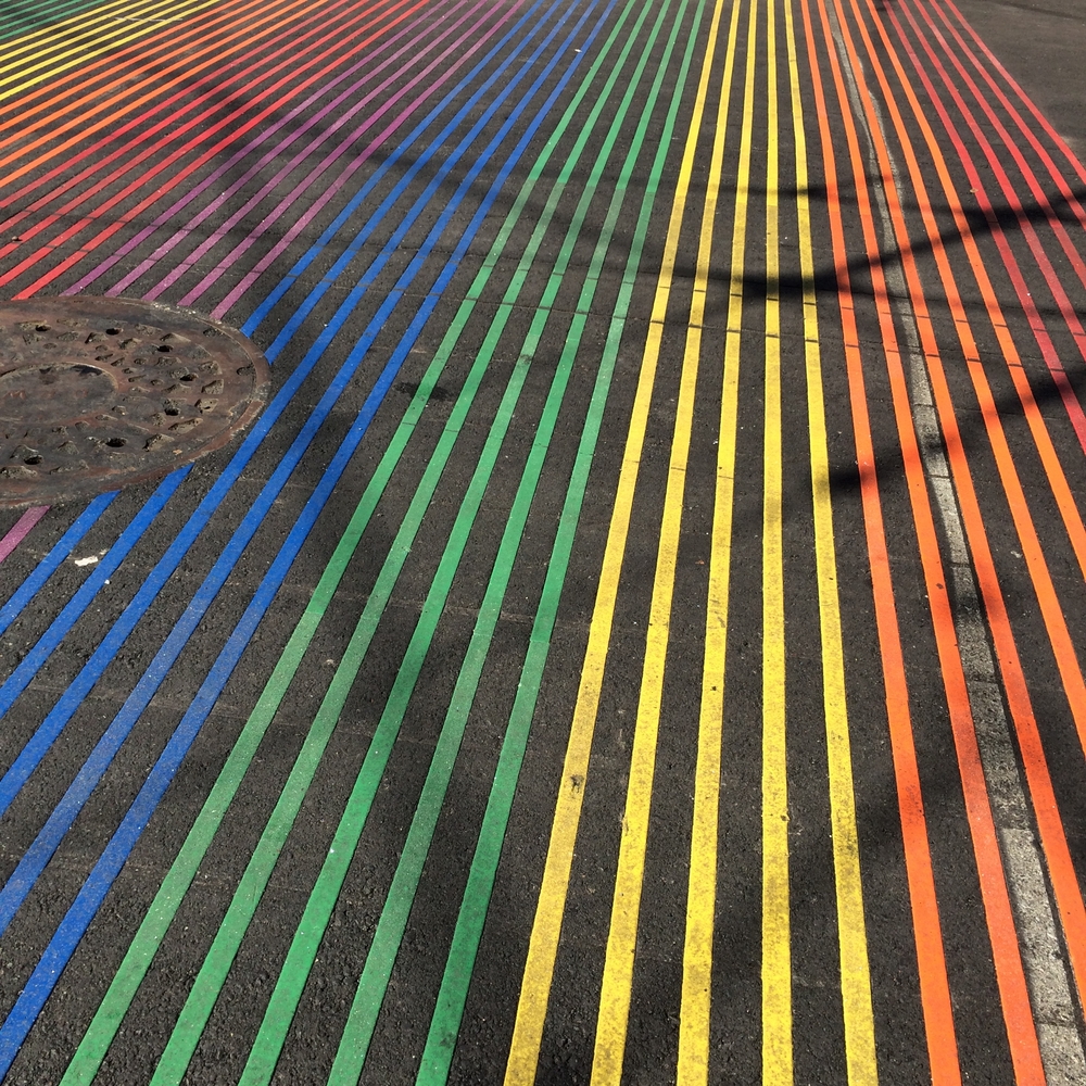 Rainbow crosswalk in San Francisco.
