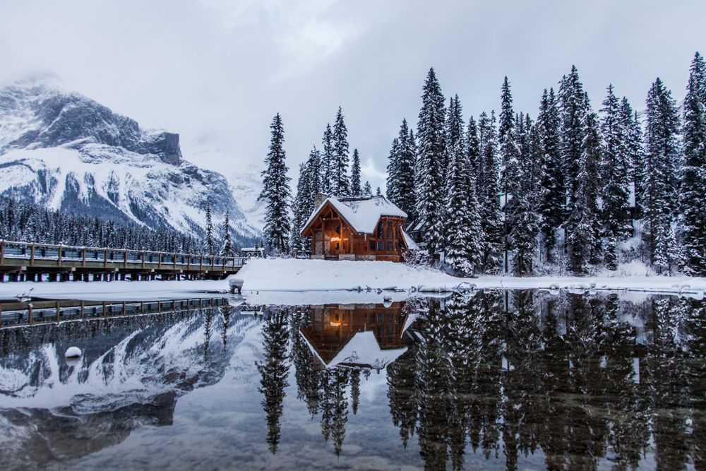 Emerald Lake Lodge in the winter.