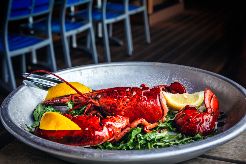 Whole Maine lobster dinner at a Myrtle Beach, South Carolina restaurant. 