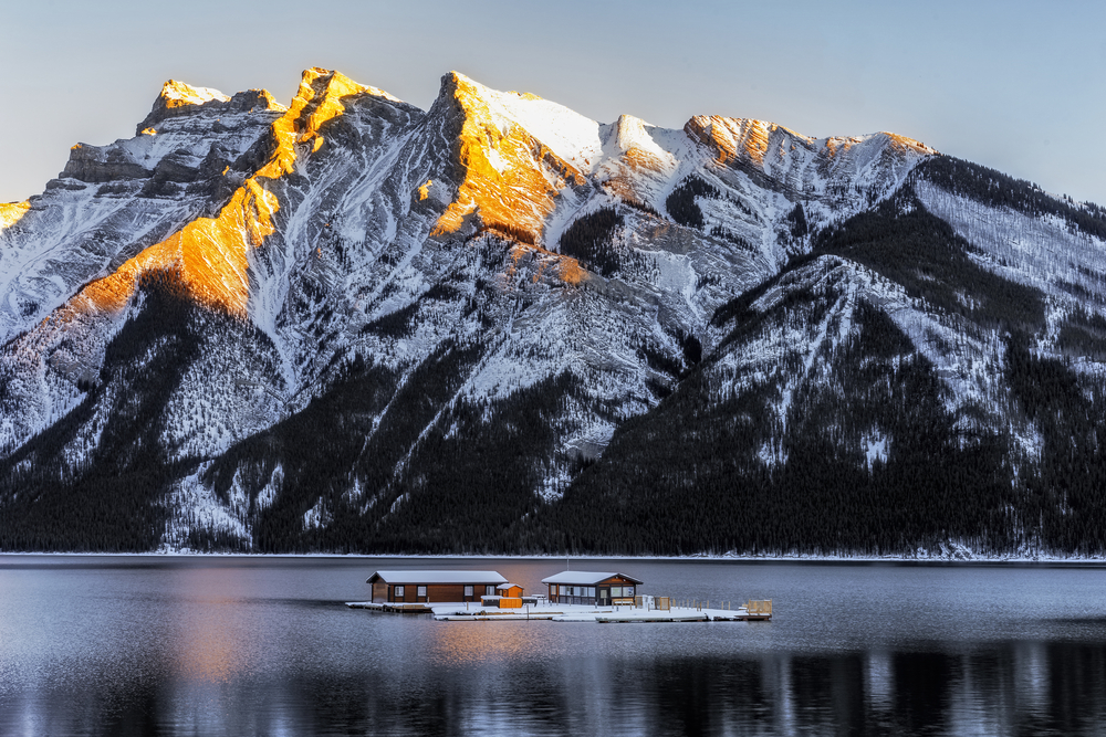 One of the lakes near the Banff Mountain in winter.