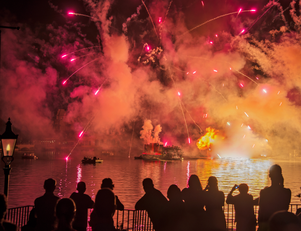 Fireworks on the water in Epcot Center.