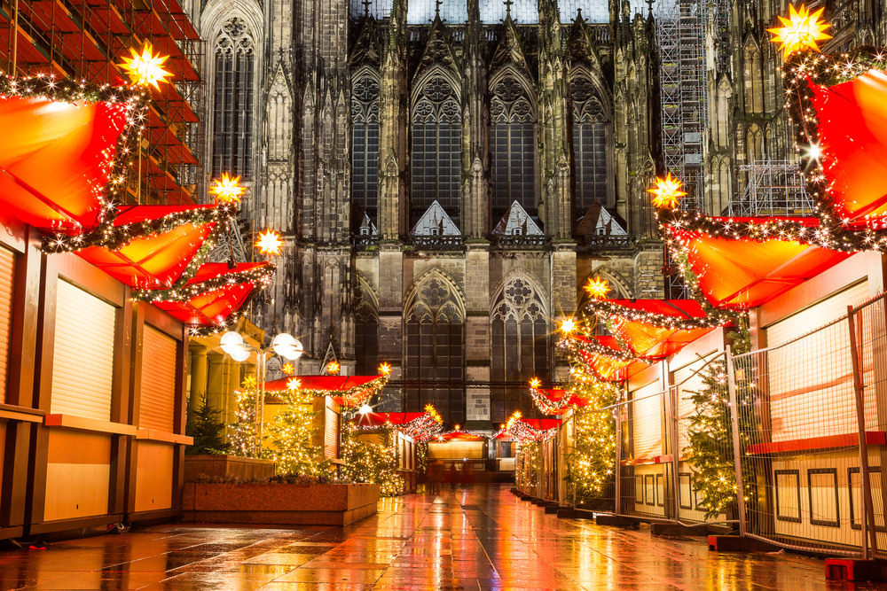 A pop-up Christmas market in Cologne, Germany.
