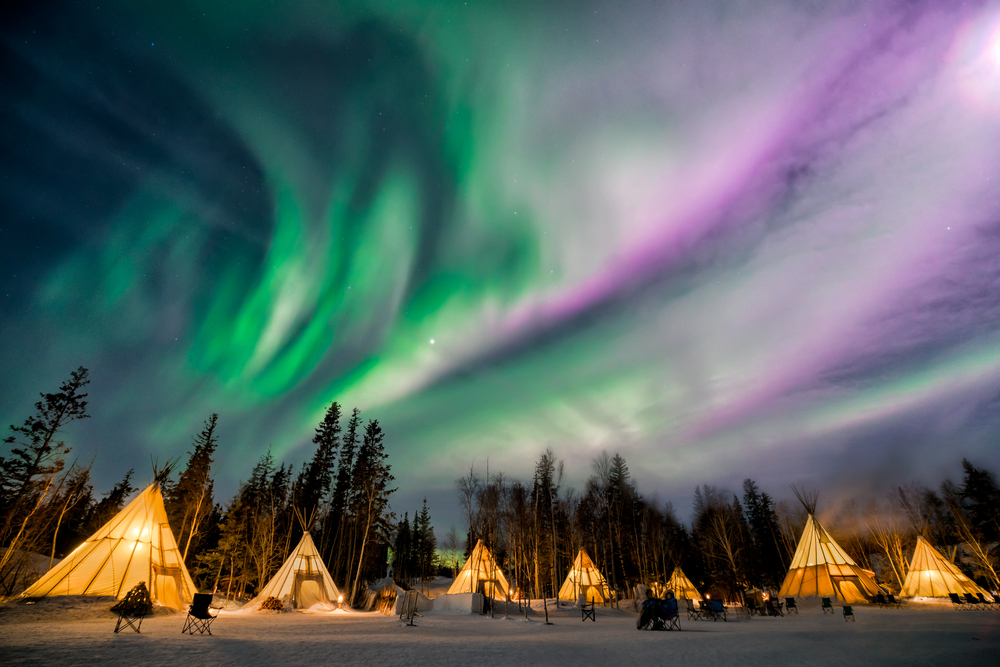 The Northern Lights shimmering in the night sky in Canada.