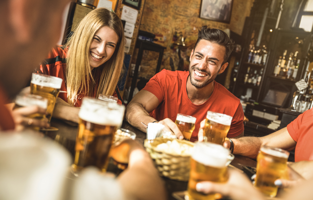 A group of friends drinking beer.