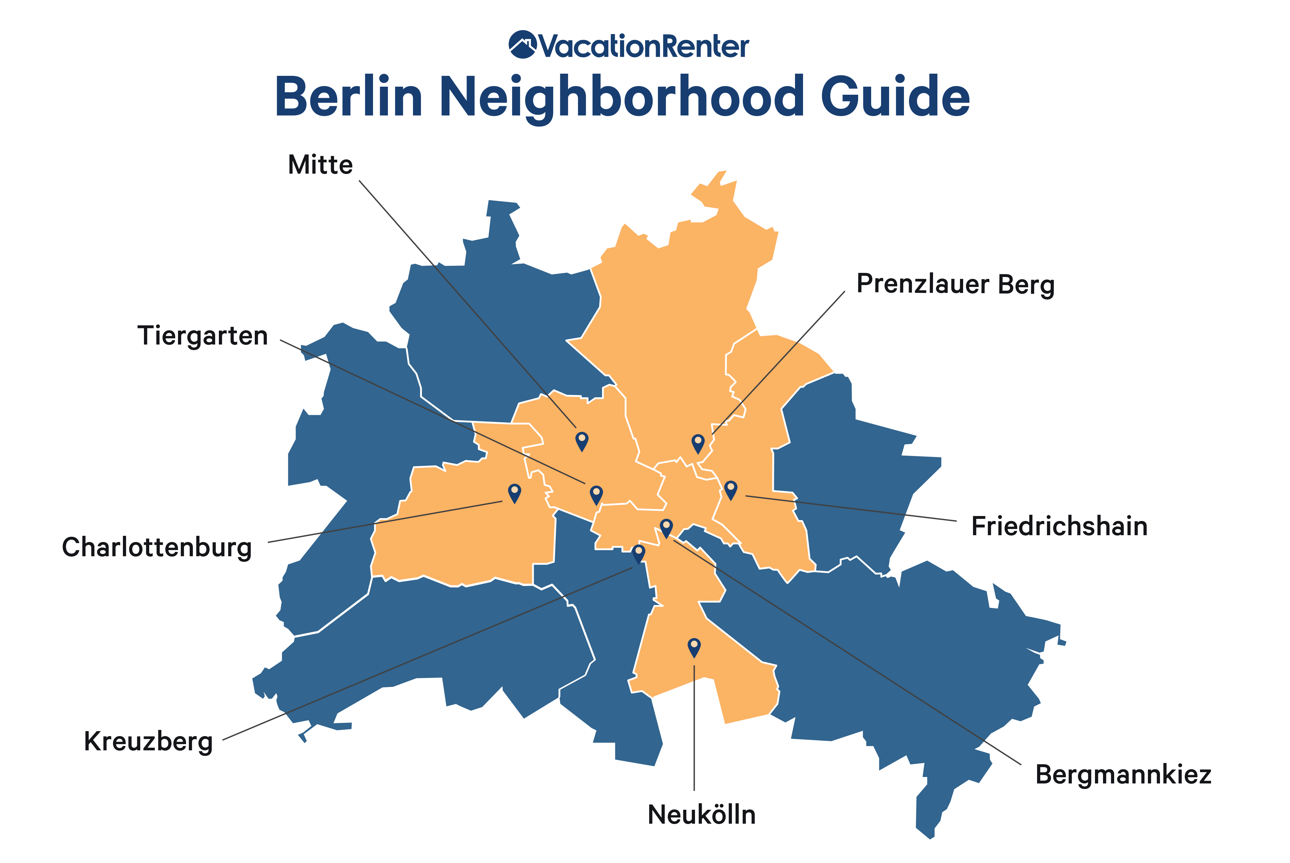 An illustrated city map of Berlin.