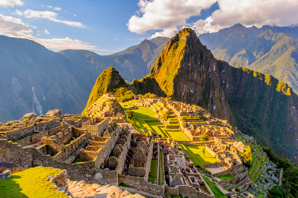 Sunlight hitting Machu Picchu in Peru.