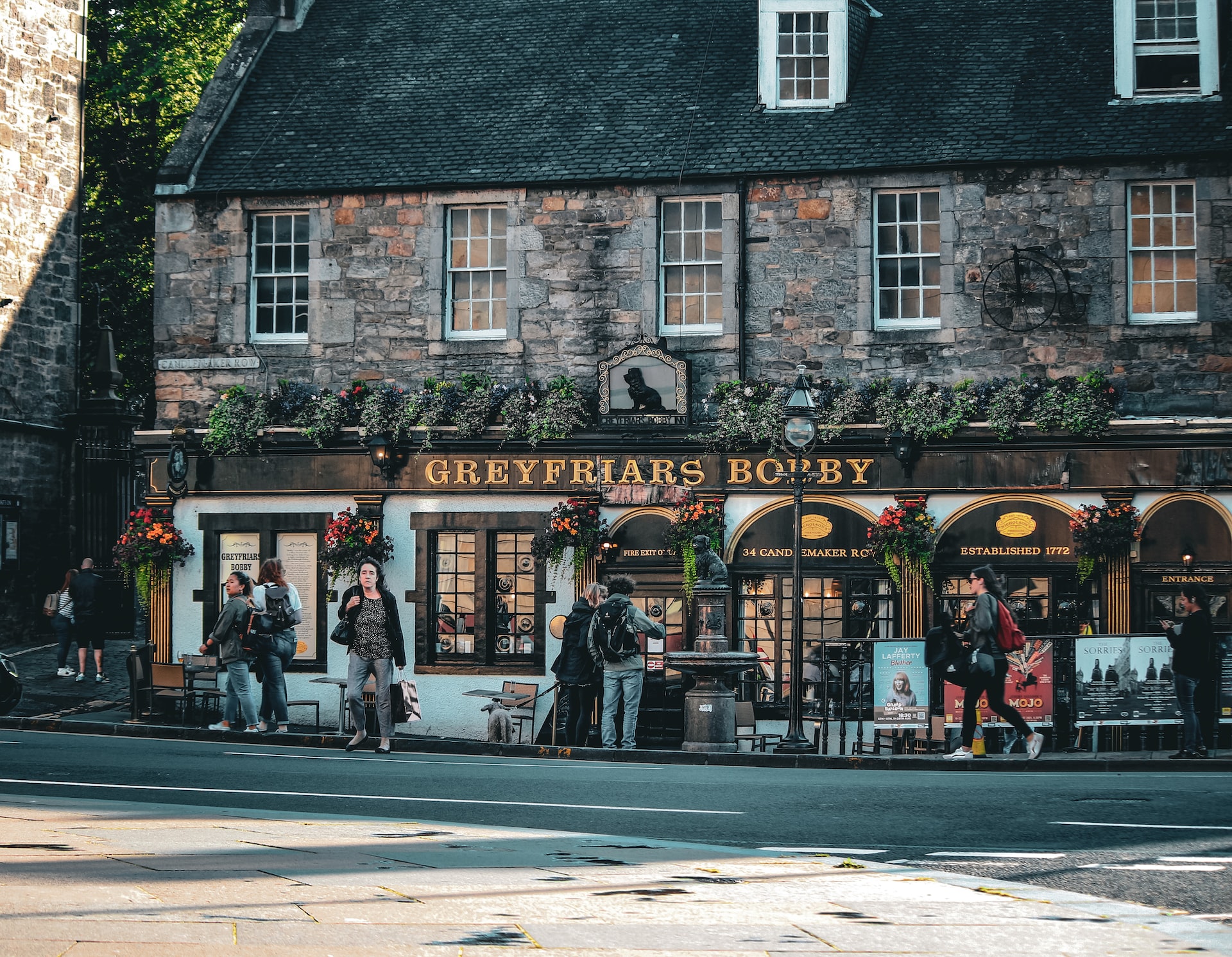 The stone facade of Greyfriars Bobby's Bar.