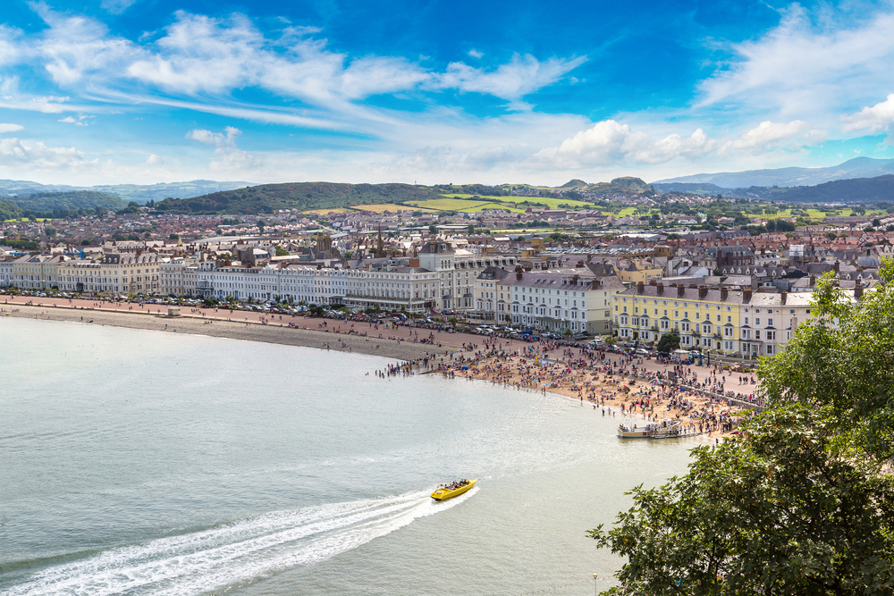 The cosmopolitan looking Llandudno coastline in Wales.