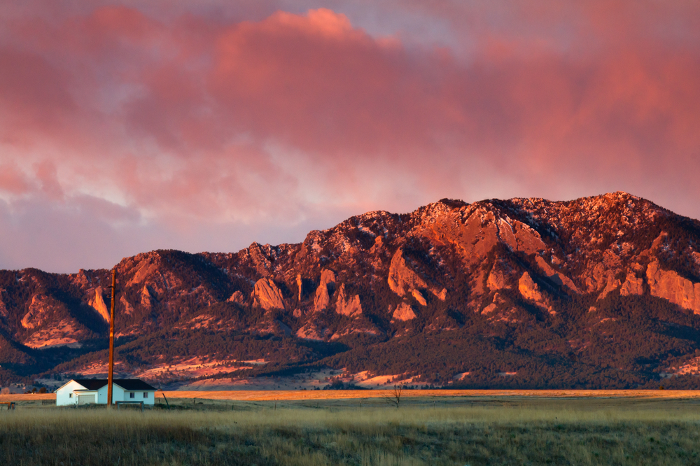 Sunrise over the mountains near Boulder, Colorado.