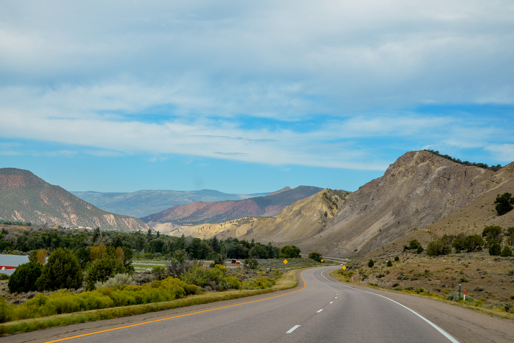 US Interstate 70 West running in the mountains between Wolcott and Gypsum Eagle County, Colorado.