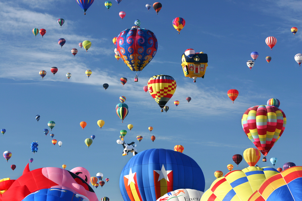 The sky is full of hot air balloons at the Albuquerque International Balloon Fiesta.