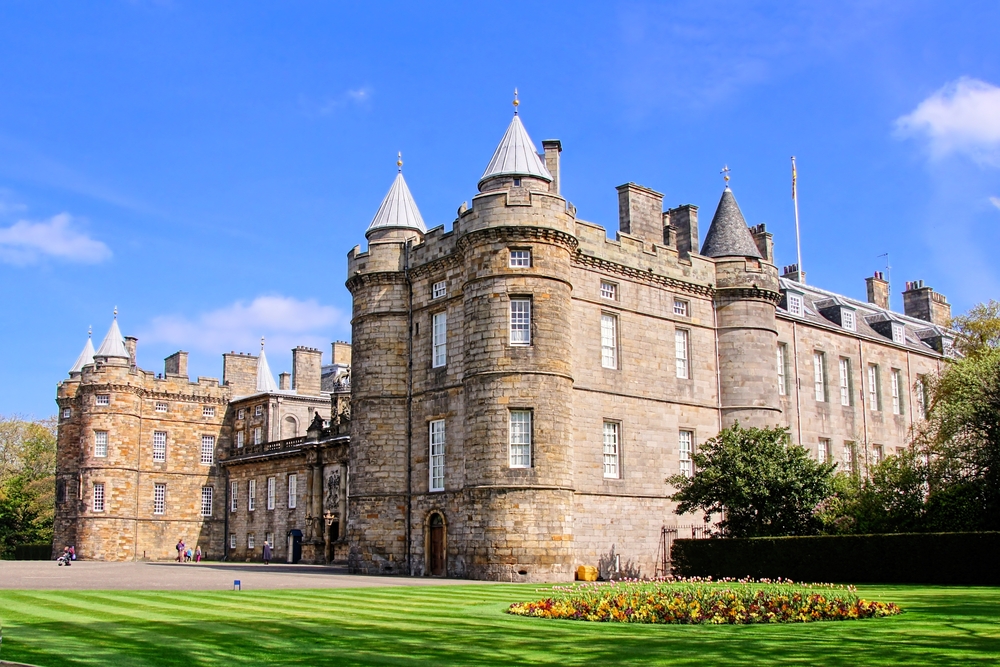 The illustrious Palace of Holyroodhouse, official residence of the Queen in Scotland.