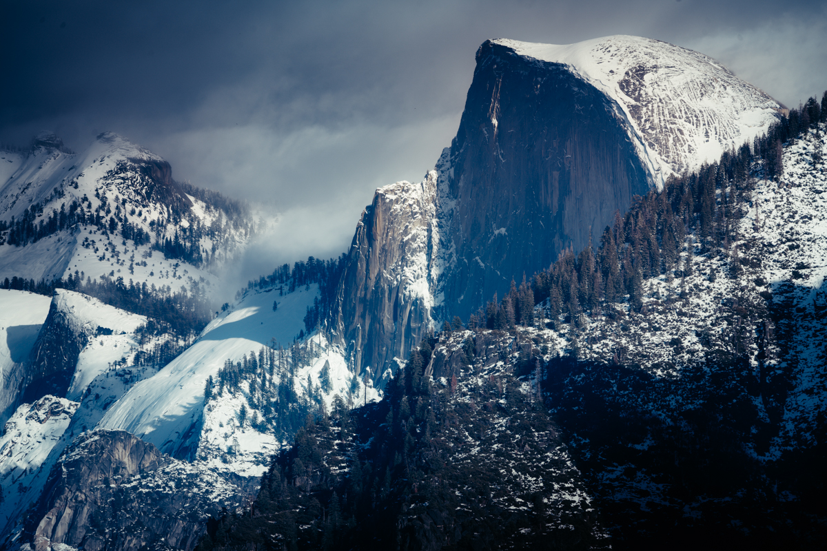 Half Dome standing tall above the Yosemite Valley in California.