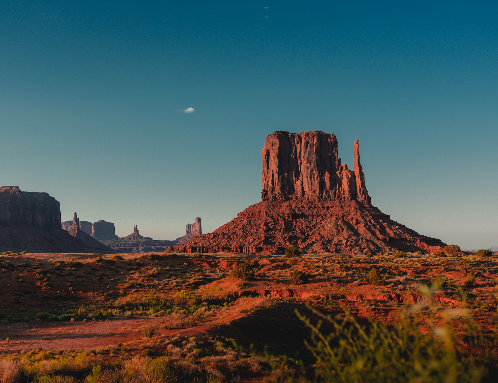 The red rock outcrops found in Monument Valley, Arizona.