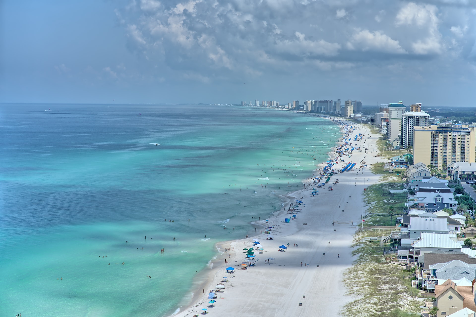 Afternoon clouds partition the sunlight on another beautiful Panama City beach day.