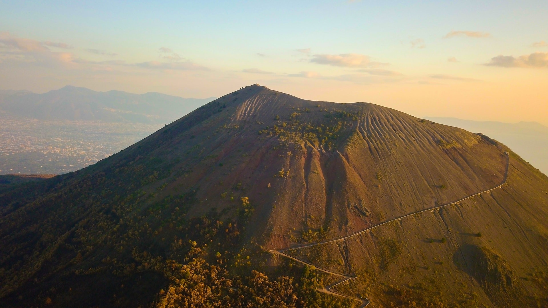 Taken high above the surrounding area of Mount Vesuvius.