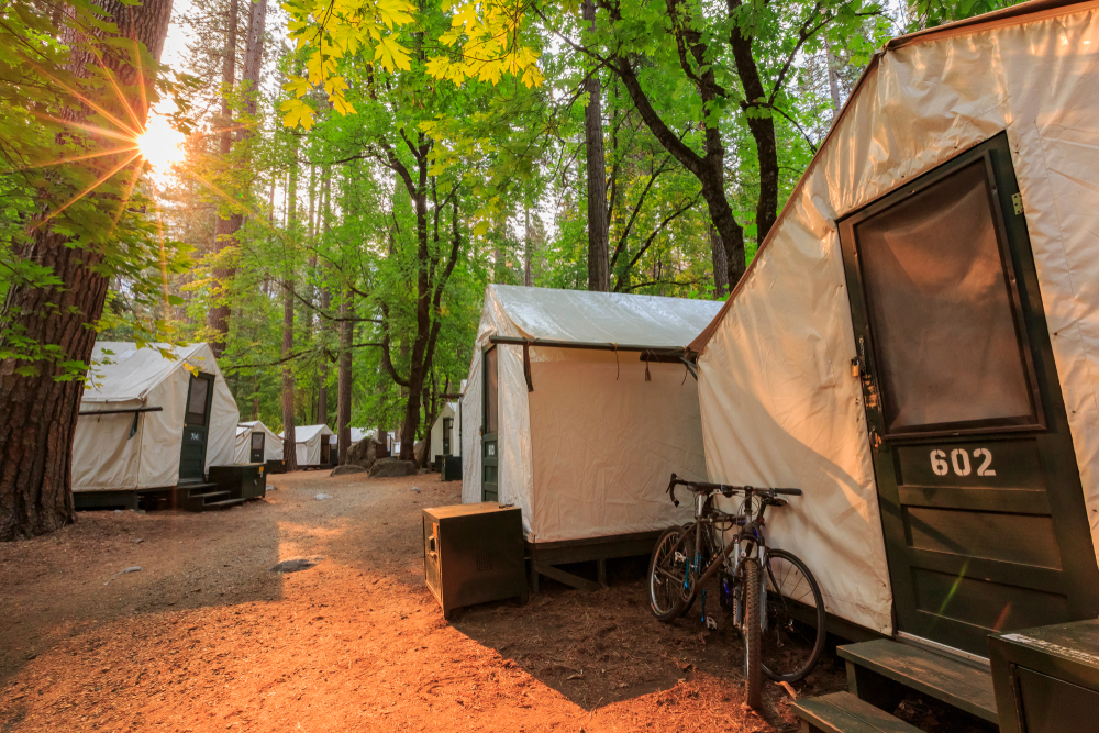 The beautiful Half Dome Village in Yosemite National Park.