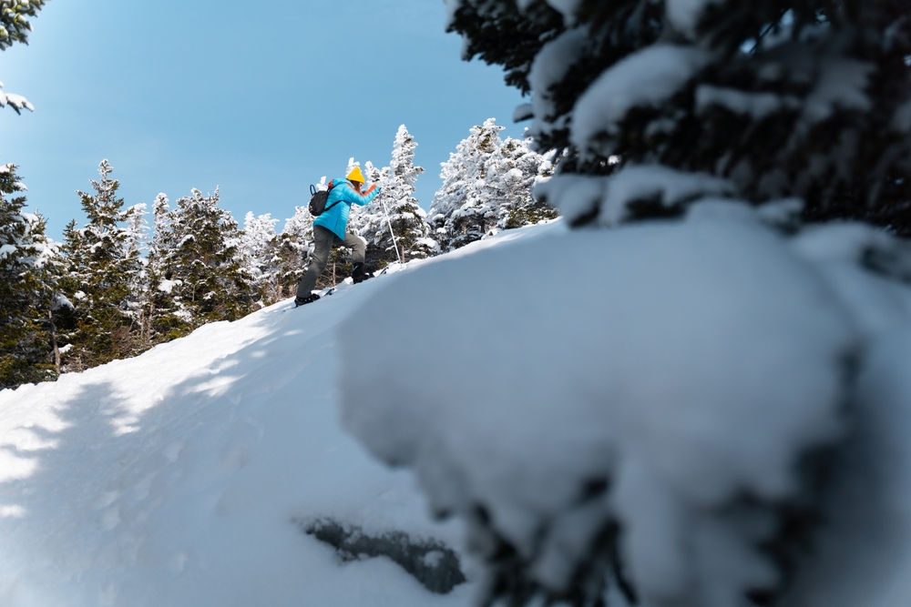 Winter conditions in Cascade Mountain in Adirondack, New York.